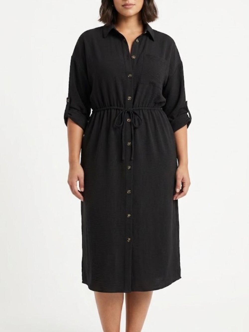 Monteau Los Angeles button-down shirt dress in black Size Large